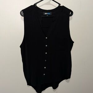 Black Button Up Sleeveless Top